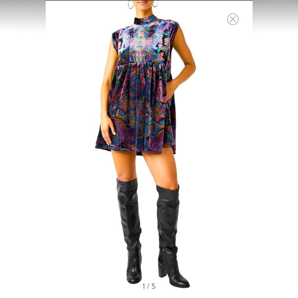 ☮️Free People Boho Mini Dress✨Sz Medium✨Worn once